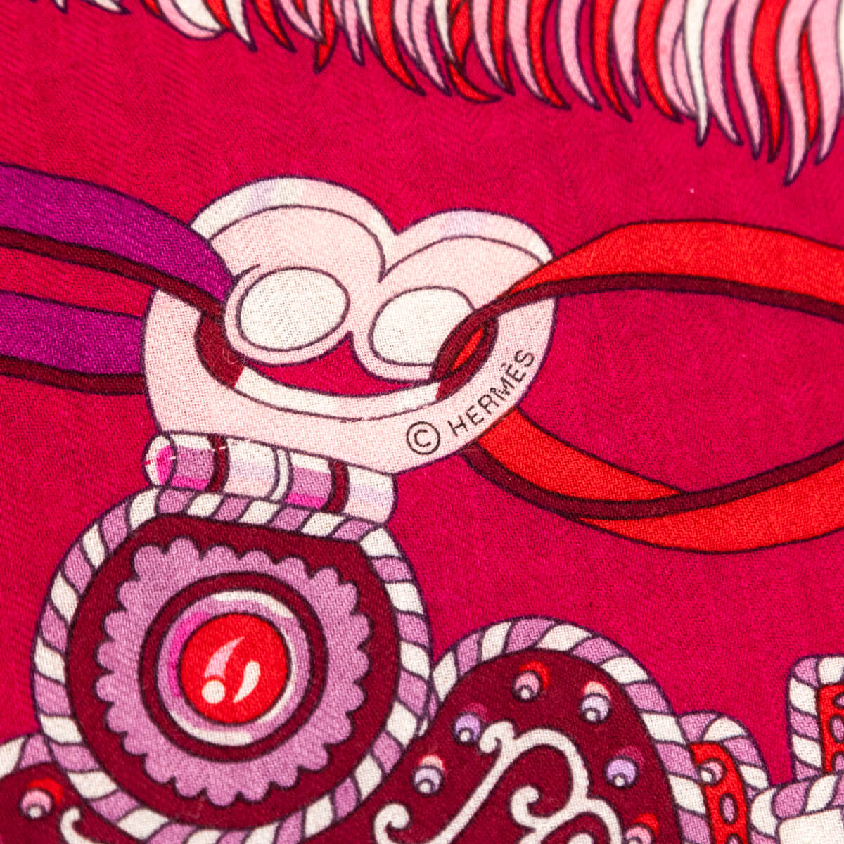 Hermes Pink Sous L'Egide De Mars Cashmere Shawl 140