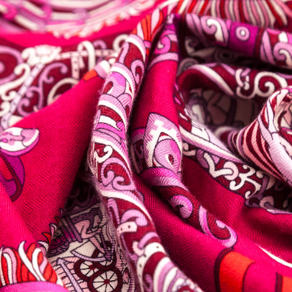 Hermes Pink Sous L'Egide De Mars Cashmere Shawl 140