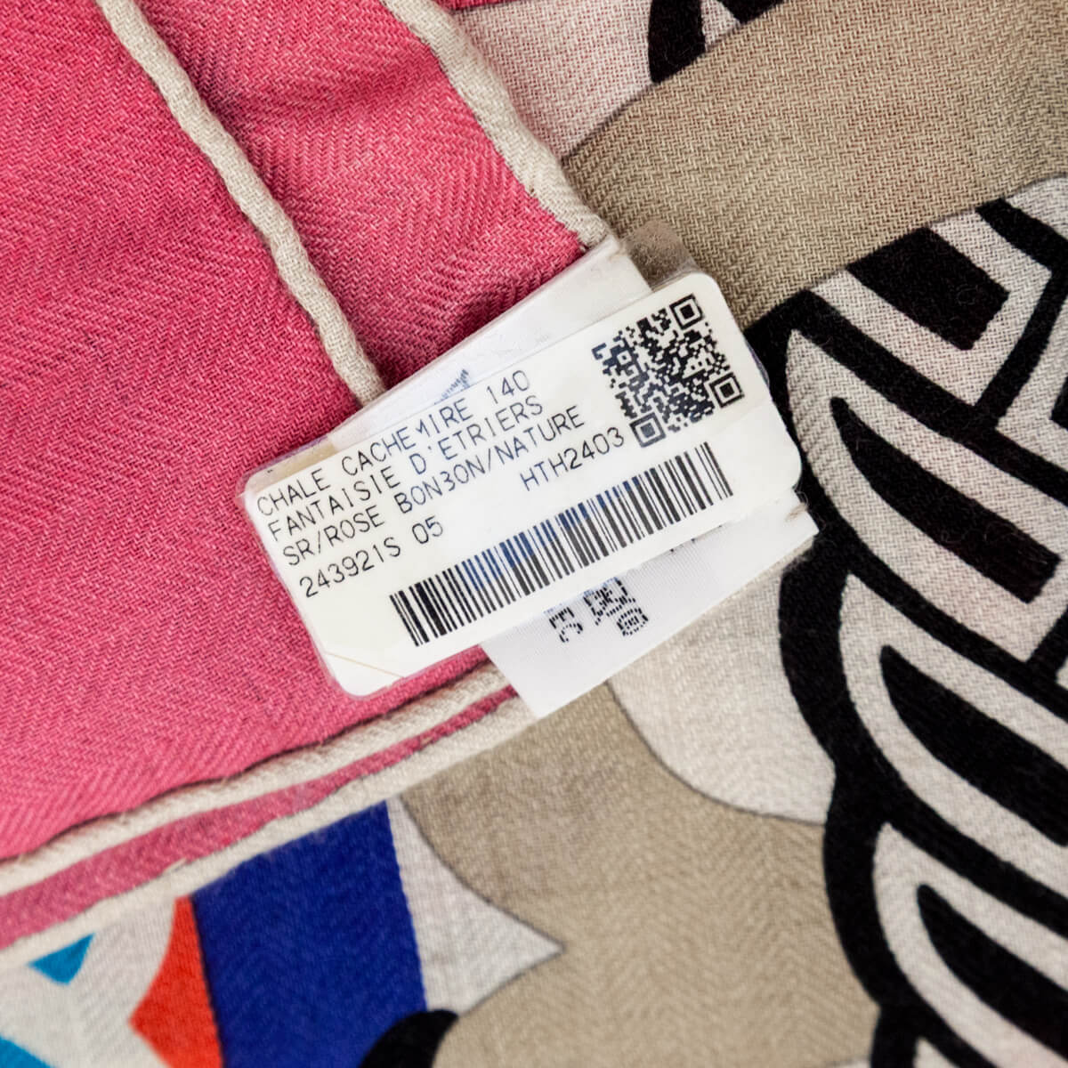 Hermes Pink & Natural Cashmere Fantaisie d'Etriers Shawl 140 - Love that Bag etc - Preowned Authentic Designer Handbags & Preloved Fashions