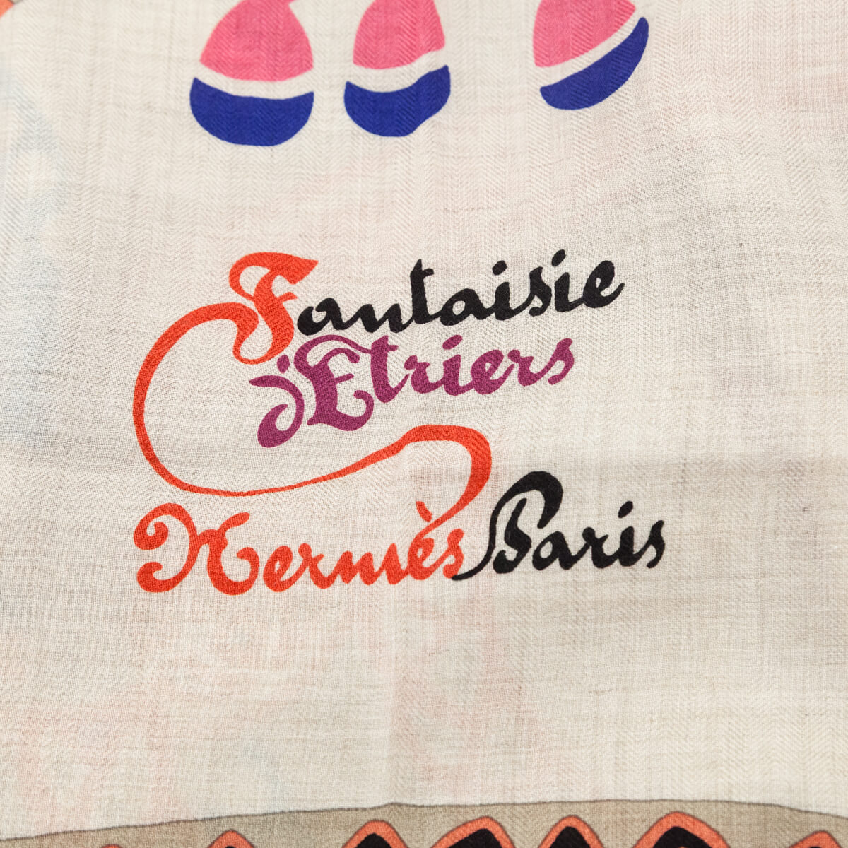 Hermes Pink & Natural Cashmere Fantaisie d'Etriers Shawl 140 - Love that Bag etc - Preowned Authentic Designer Handbags & Preloved Fashions
