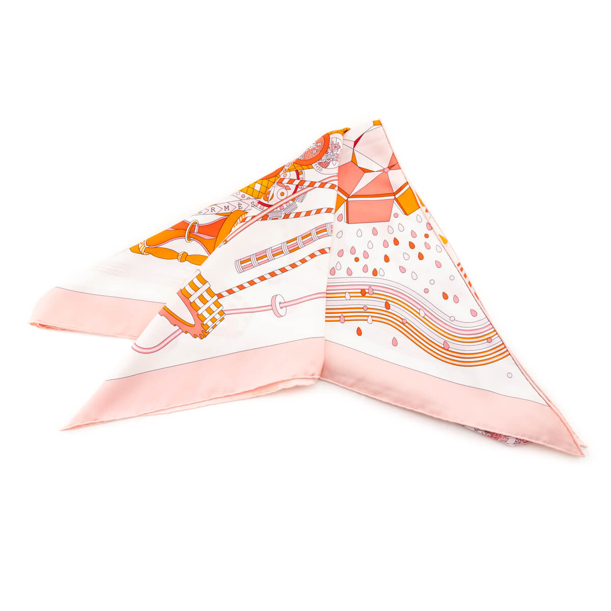 Hermes Pink & Orange Laboratoire Du Temps Silk Giant Triangle Scarf