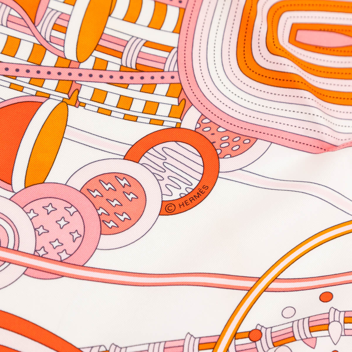 Hermes Pink & Orange Laboratoire Du Temps Silk Giant Triangle Scarf