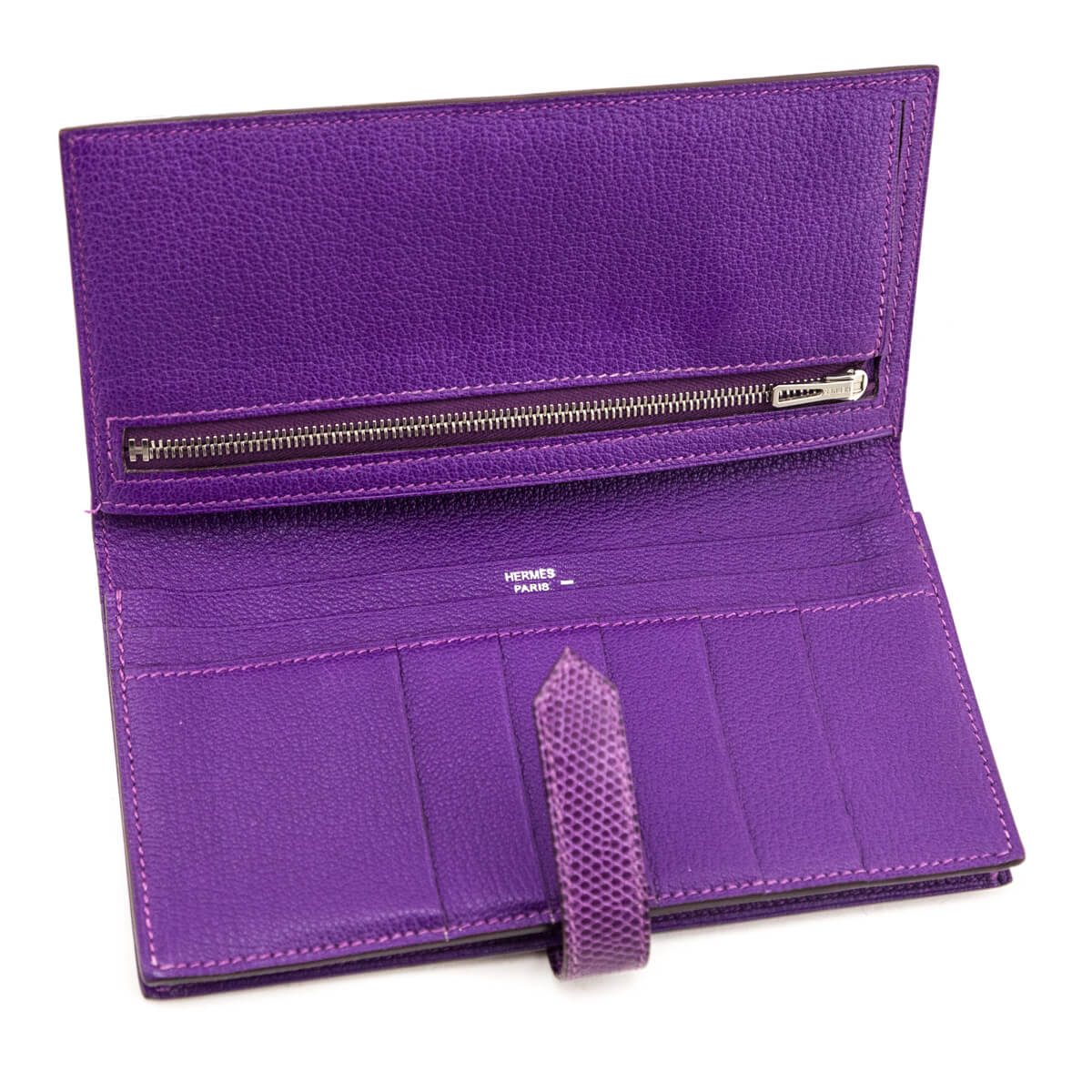 Hermes Purple Varanus Niloticus Lizard Bearn Wallet