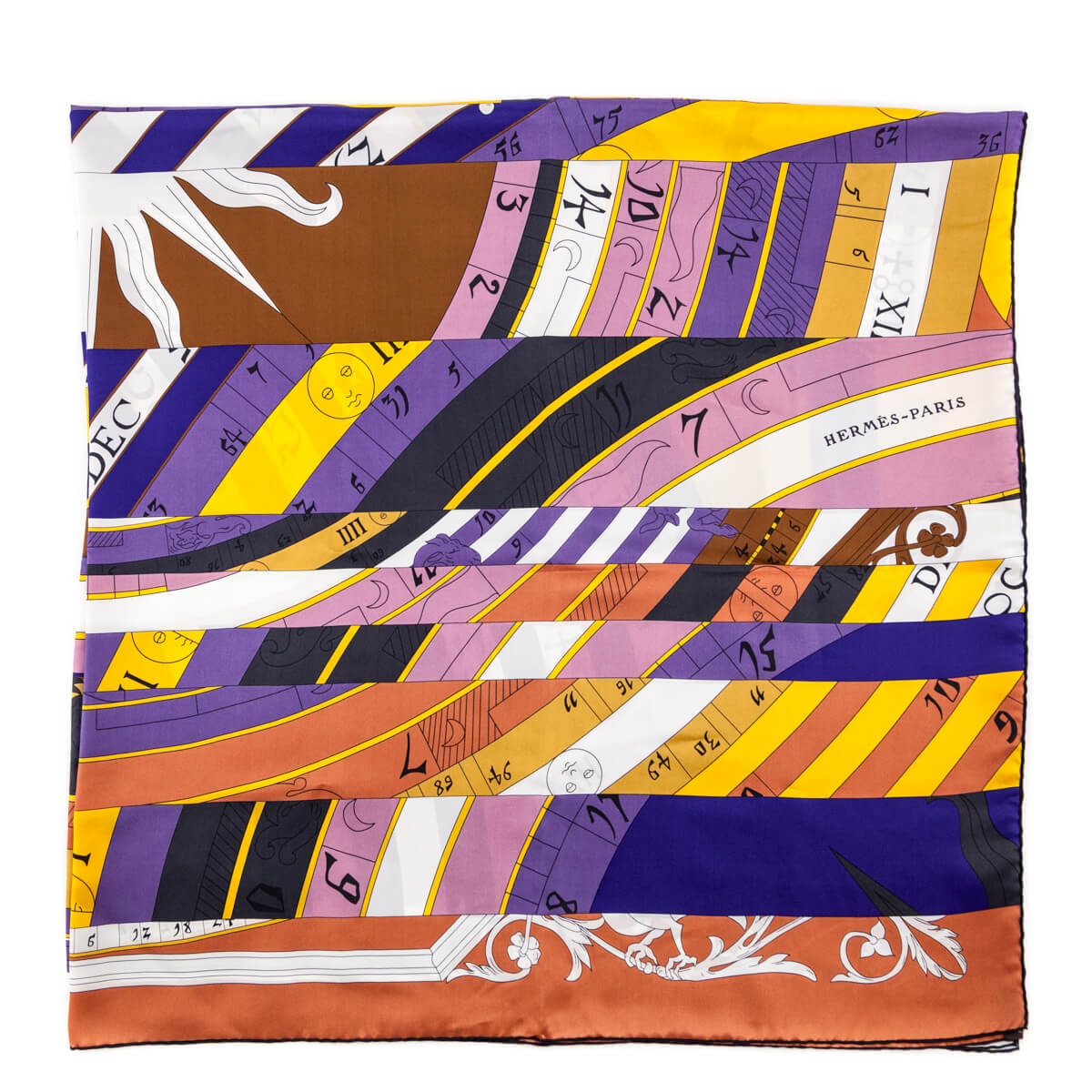 Hermes Purple & Yellow Astrologie Nouvelle Silk Carre Geant Scarf - Love that Bag etc - Preowned Authentic Designer Handbags & Preloved Fashions