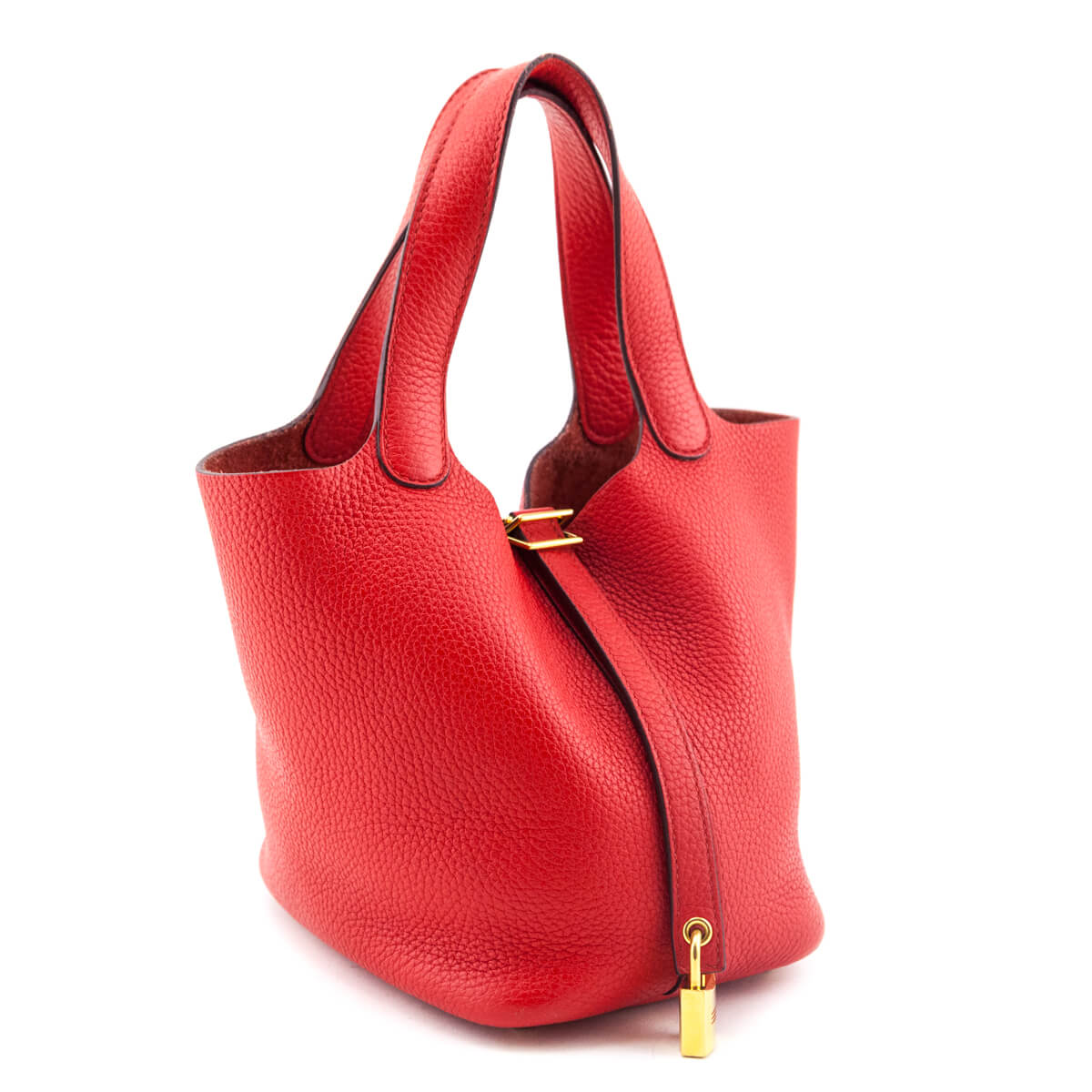 Hermes Red Taurillon Clemence Picotin Lock 18 PM