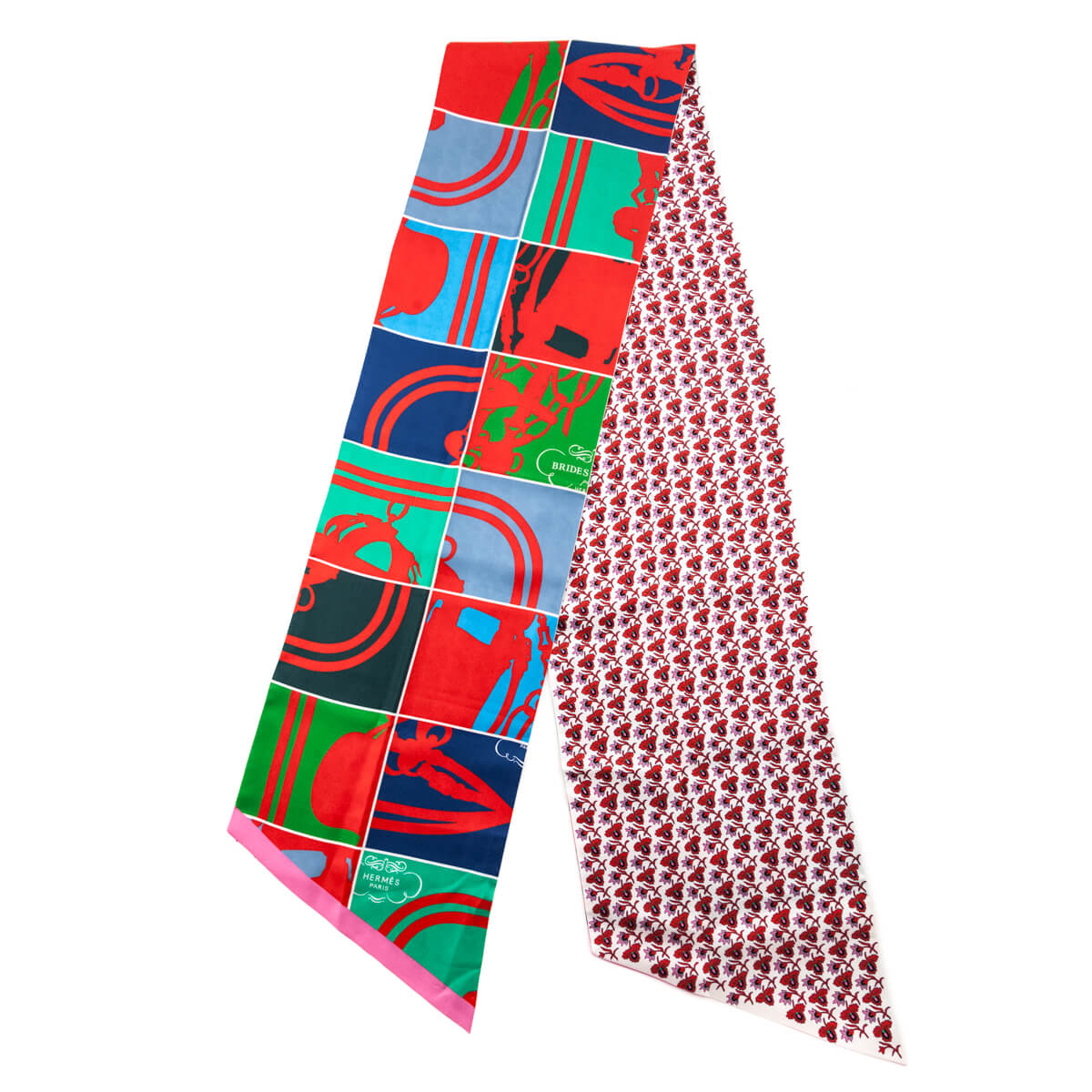 Hermes Red & Green Brides de Gala Silk Maxi Twilly