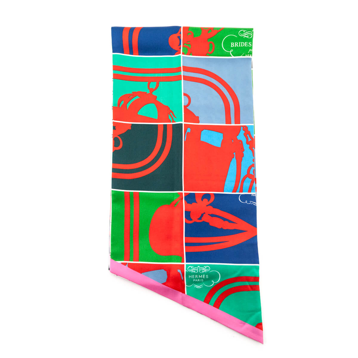 Hermes Red & Green Brides de Gala Silk Maxi Twilly