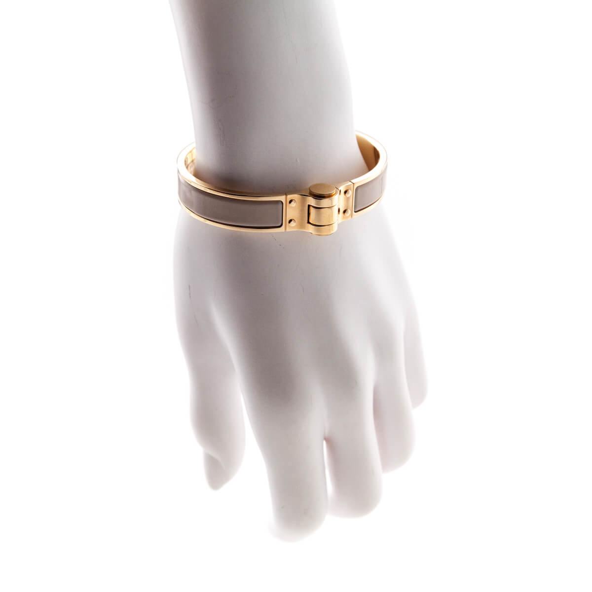 Hermes Rose Gold & Taupe Enamel Hinged Bracelet Size M - Love that Bag etc - Preowned Authentic Designer Handbags & Preloved Fashions