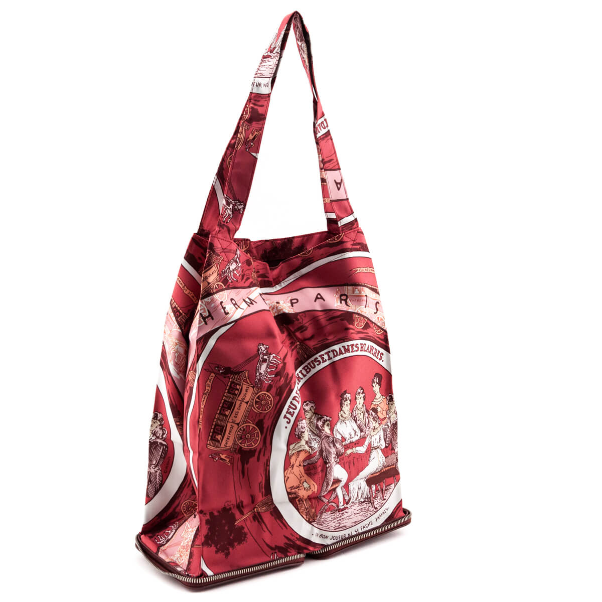 Hermes Rouge Buffle Silky Pop "Jeu Des Omnibus Et Dames Blanches" Shopper Tote - Love that Bag etc - Preowned Authentic Designer Handbags & Preloved Fashions
