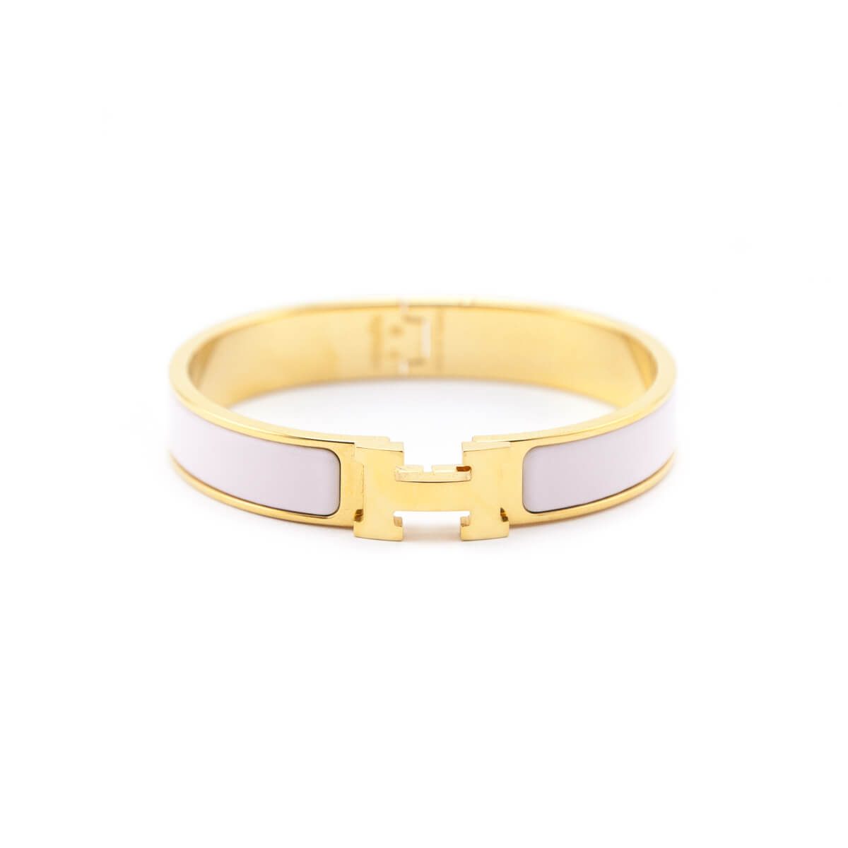 Hermes White Enamel Clic H Narrow Bracelet - Love that Bag etc - Preowned Authentic Designer Handbags & Preloved Fashions