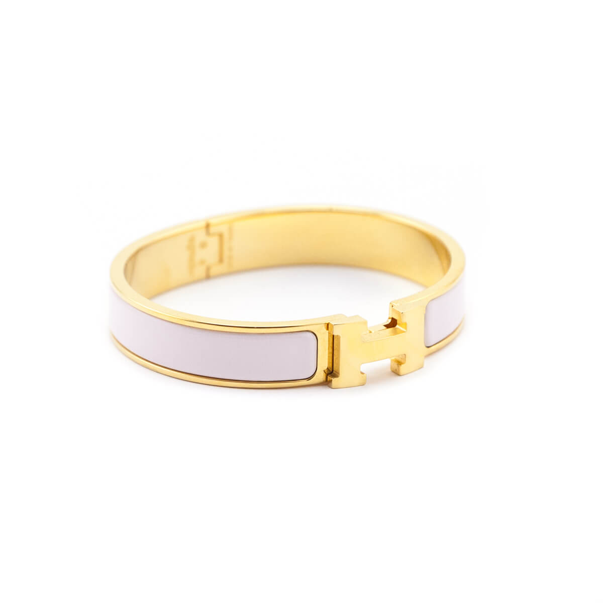 Hermes White Enamel Clic H Narrow Bracelet - Love that Bag etc - Preowned Authentic Designer Handbags & Preloved Fashions