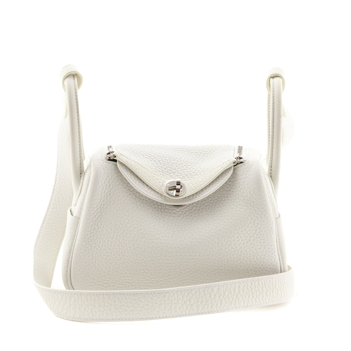Hermes White Taurillon Clemence Mini Lindy 20 - Love that Bag etc - Preowned Authentic Designer Handbags & Preloved Fashions