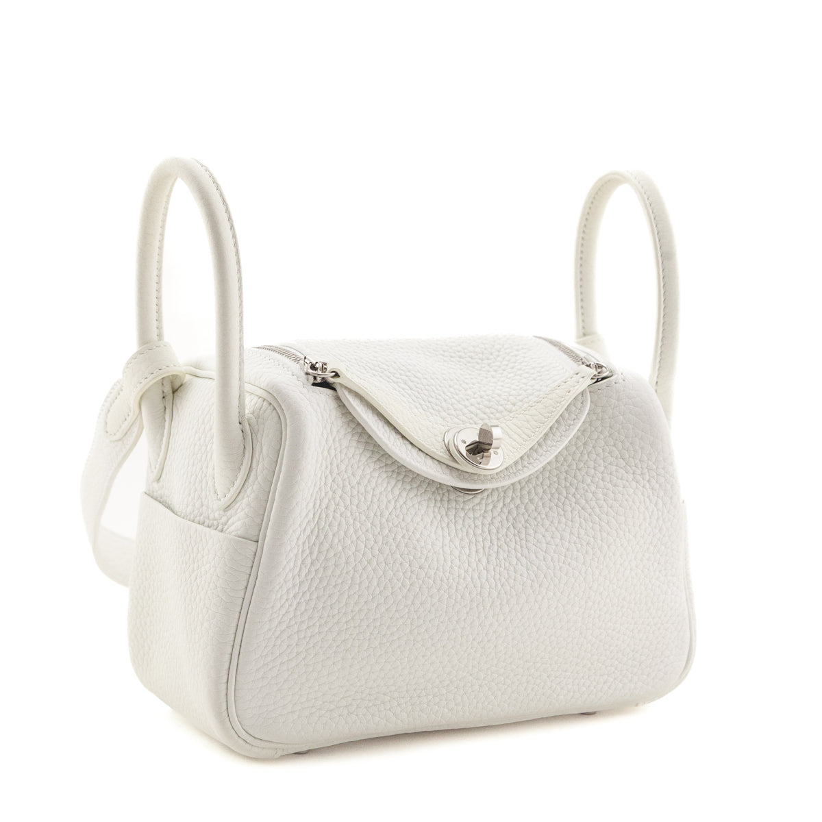Hermes White Taurillon Clemence Mini Lindy 20 - Love that Bag etc - Preowned Authentic Designer Handbags & Preloved Fashions