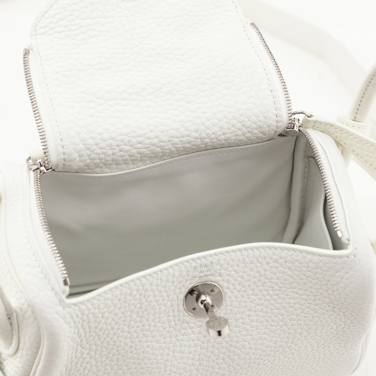 Hermes White Taurillon Clemence Mini Lindy 20 - Love that Bag etc - Preowned Authentic Designer Handbags & Preloved Fashions