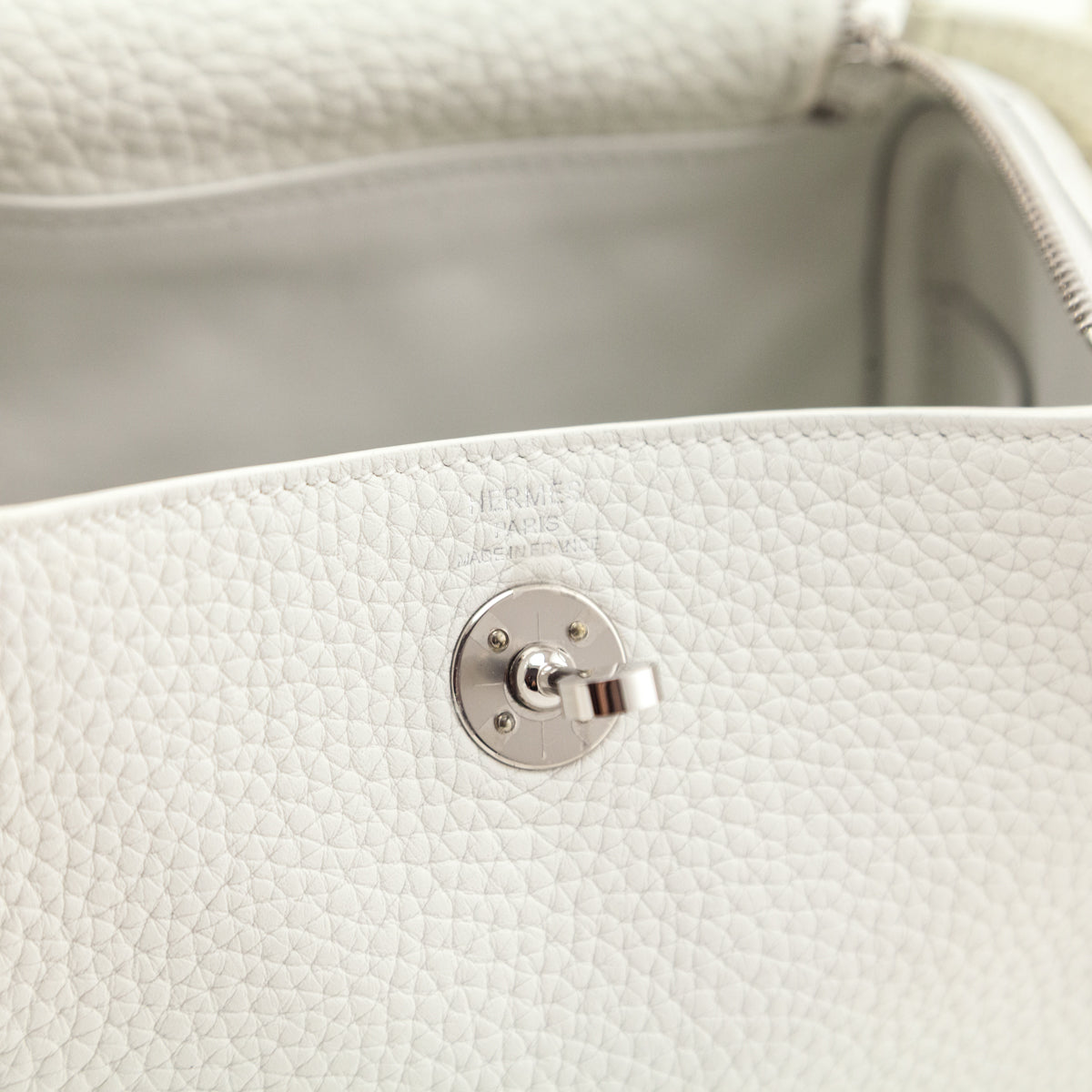 Hermes White Taurillon Clemence Mini Lindy 20 - Love that Bag etc - Preowned Authentic Designer Handbags & Preloved Fashions
