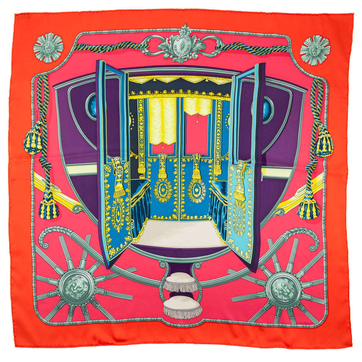 Hermes Pink & Orange Coach Silk Scarf 70 - Love that Bag etc - Preowned Authentic Designer Handbags & Preloved Fashions