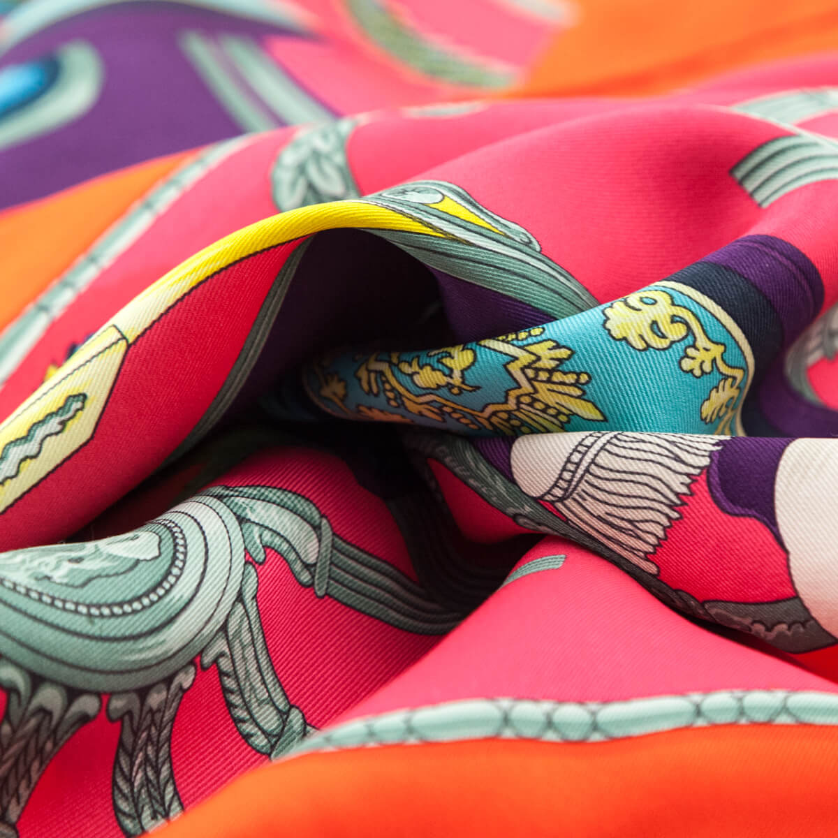 Hermes Pink & Orange Coach Silk Scarf 70 - Love that Bag etc - Preowned Authentic Designer Handbags & Preloved Fashions