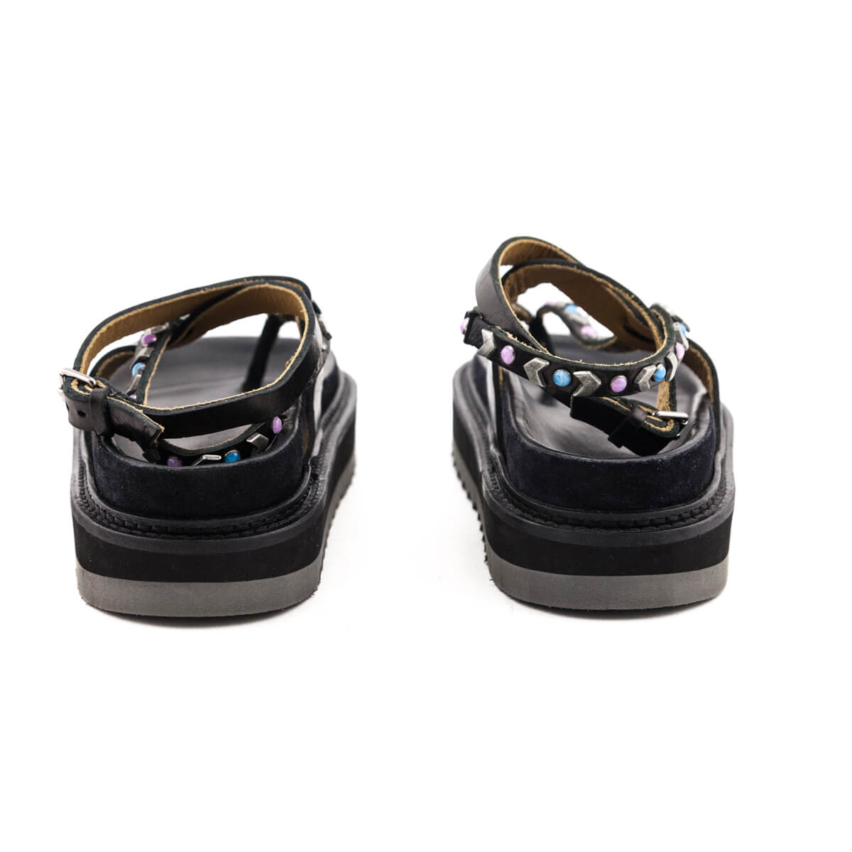 Isabel Marant Black Leather Studded T-Strap Platform Sandals Size US 5 | EU 35 - Love that Bag etc - Preowned Authentic Designer Handbags & Preloved Fashions