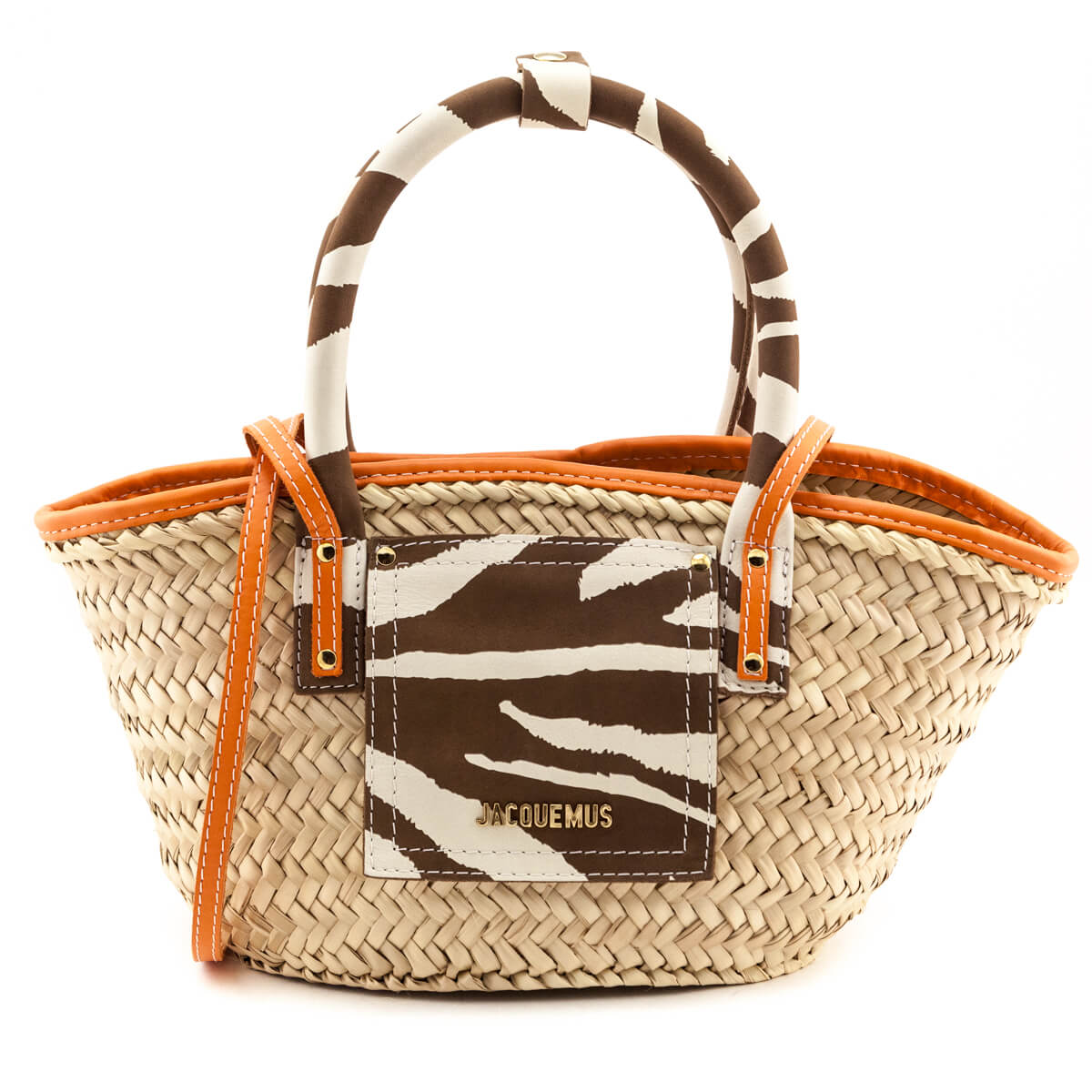 Jacquemus Brown & Orange Zebra-Print Le Petit Panier Soli Top-Handle Bag - Love that Bag etc - Preowned Authentic Designer Handbags & Preloved Fashions