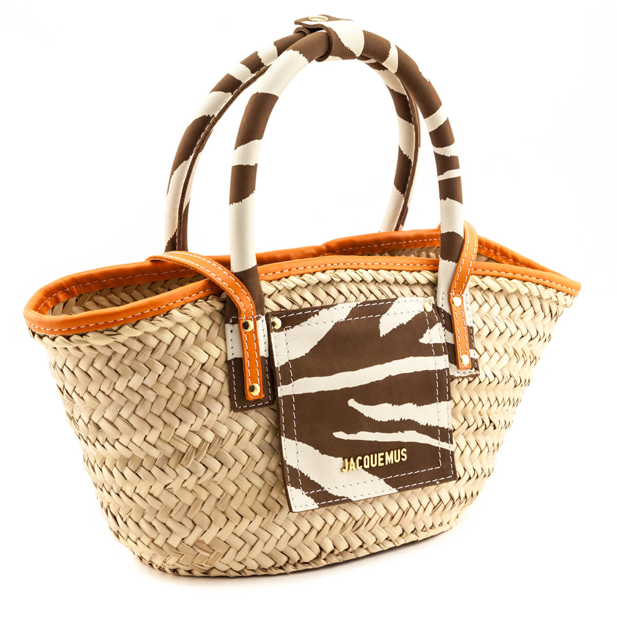 Jacquemus Brown & Orange Zebra-Print Le Petit Panier Soli Top-Handle Bag - Love that Bag etc - Preowned Authentic Designer Handbags & Preloved Fashions