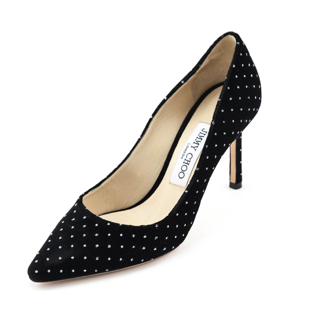 Jimmy Choo Black Velvet & Silver Polka Dot Embellished Pumps - Love that Bag etc - Preowned Authentic Designer Handbags & Preloved Fashions