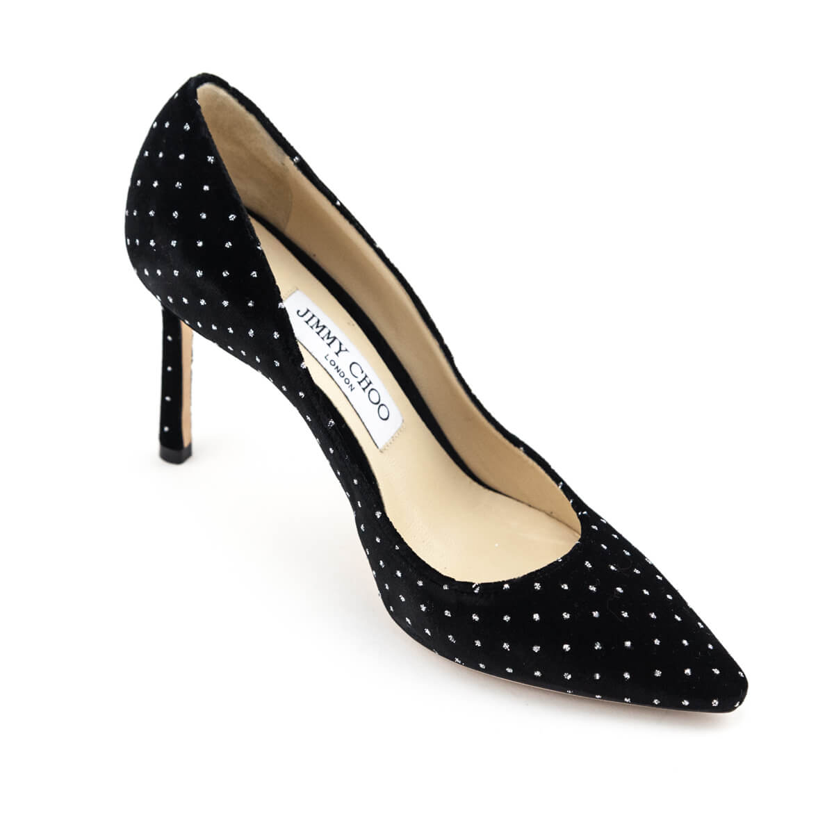 Jimmy Choo Black Velvet & Silver Polka Dot Embellished Pumps - Love that Bag etc - Preowned Authentic Designer Handbags & Preloved Fashions