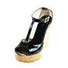 Jimmy Choo Black Patent Cork Wedge Sandals Size US 8.5 | EU 38.5 - Love that Bag etc - Preowned Authentic Designer Handbags & Preloved Fashions