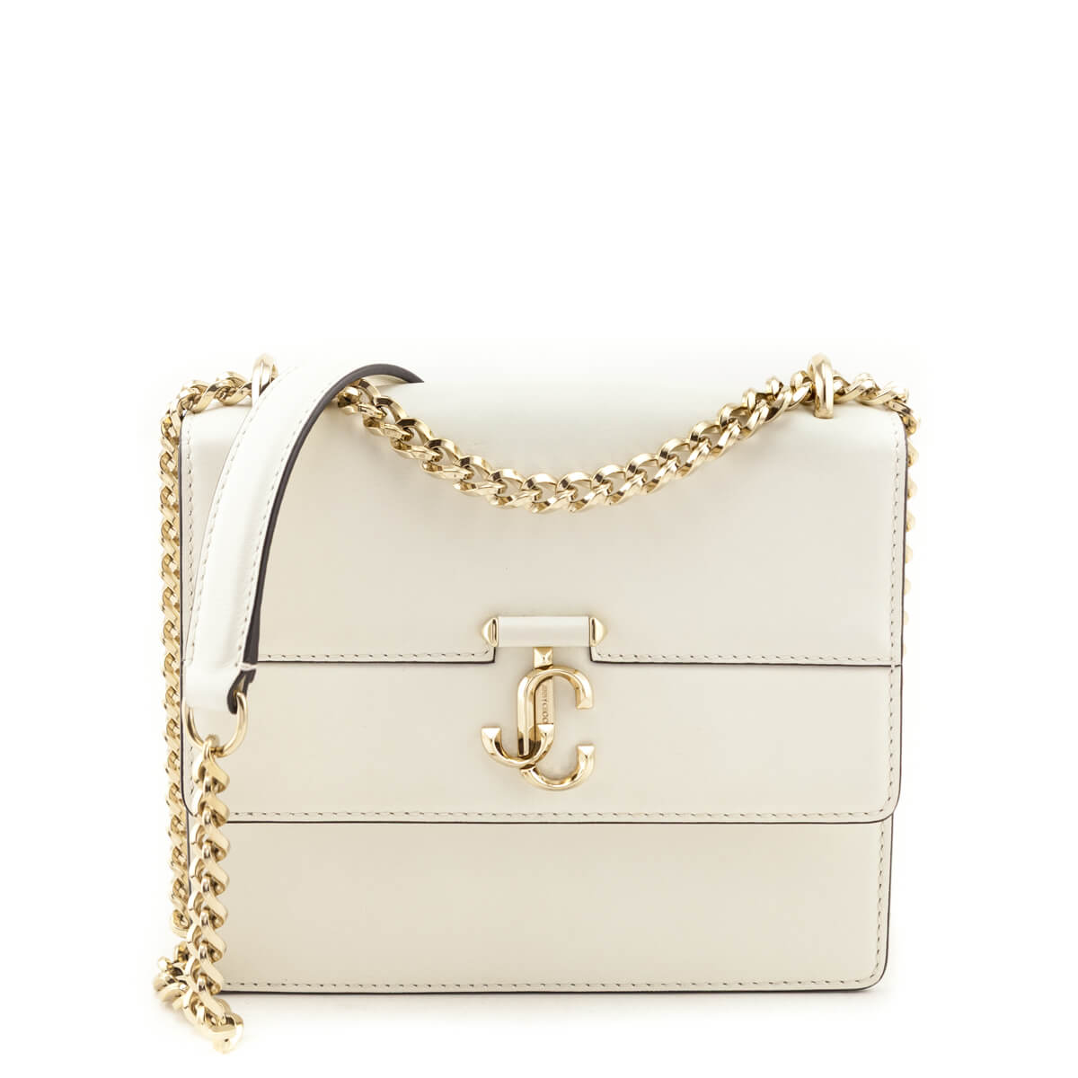 Jimmy Choo Latte White Calfskin Avenue Quad Shoulder Bag - Love that Bag etc - Preowned Authentic Designer Handbags & Preloved Fashions