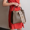 Fendi Pink & Gray Canvas Calfskin Ribbon Logo Strap You - Love that Bag etc - Preowned Authentic Designer Handbags & Preloved Fashions
