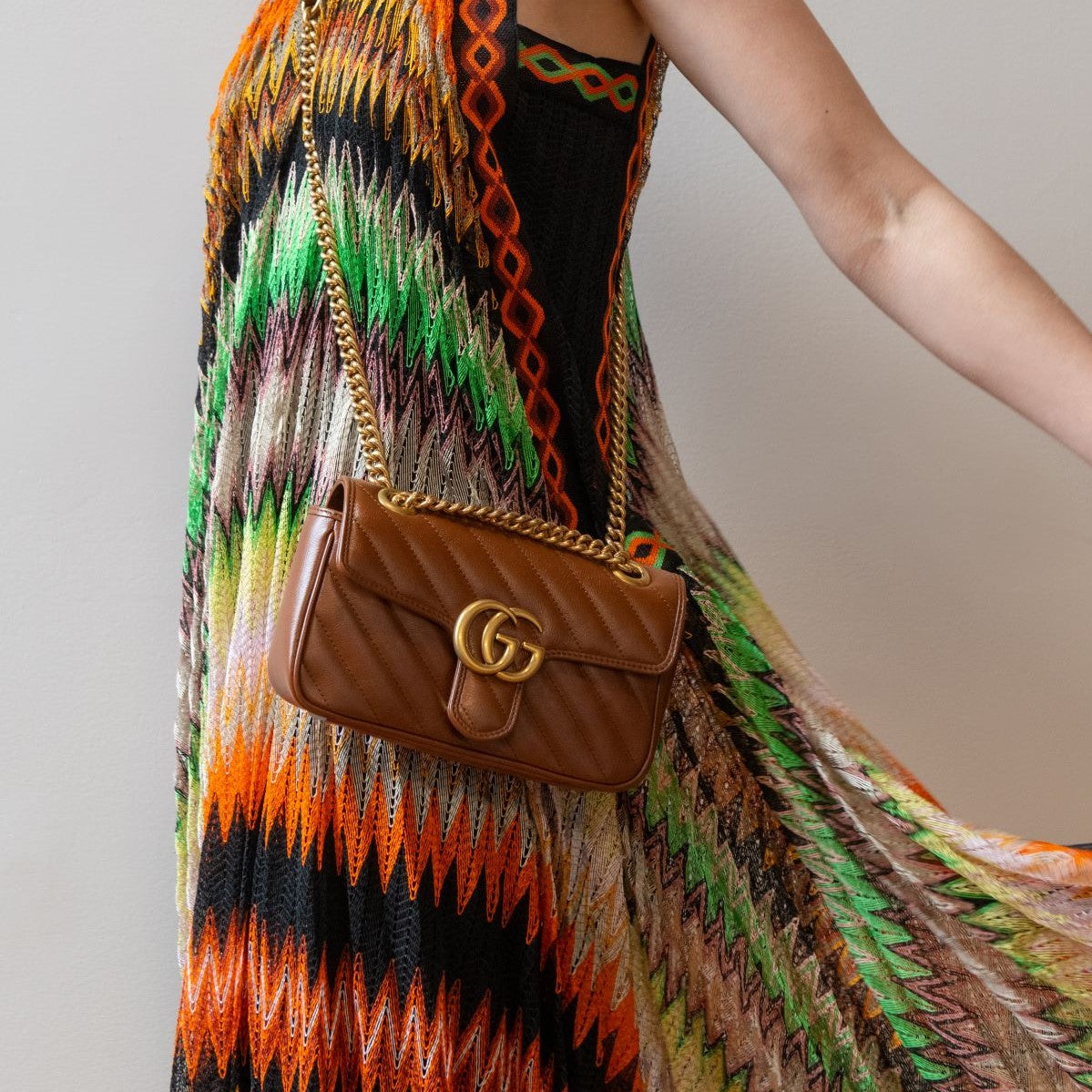 Gucci Brown Diagonal Matelasse Calfskin GG Marmont Mini Shoulder Bag - Love that Bag etc - Preowned Authentic Designer Handbags & Preloved Fashions