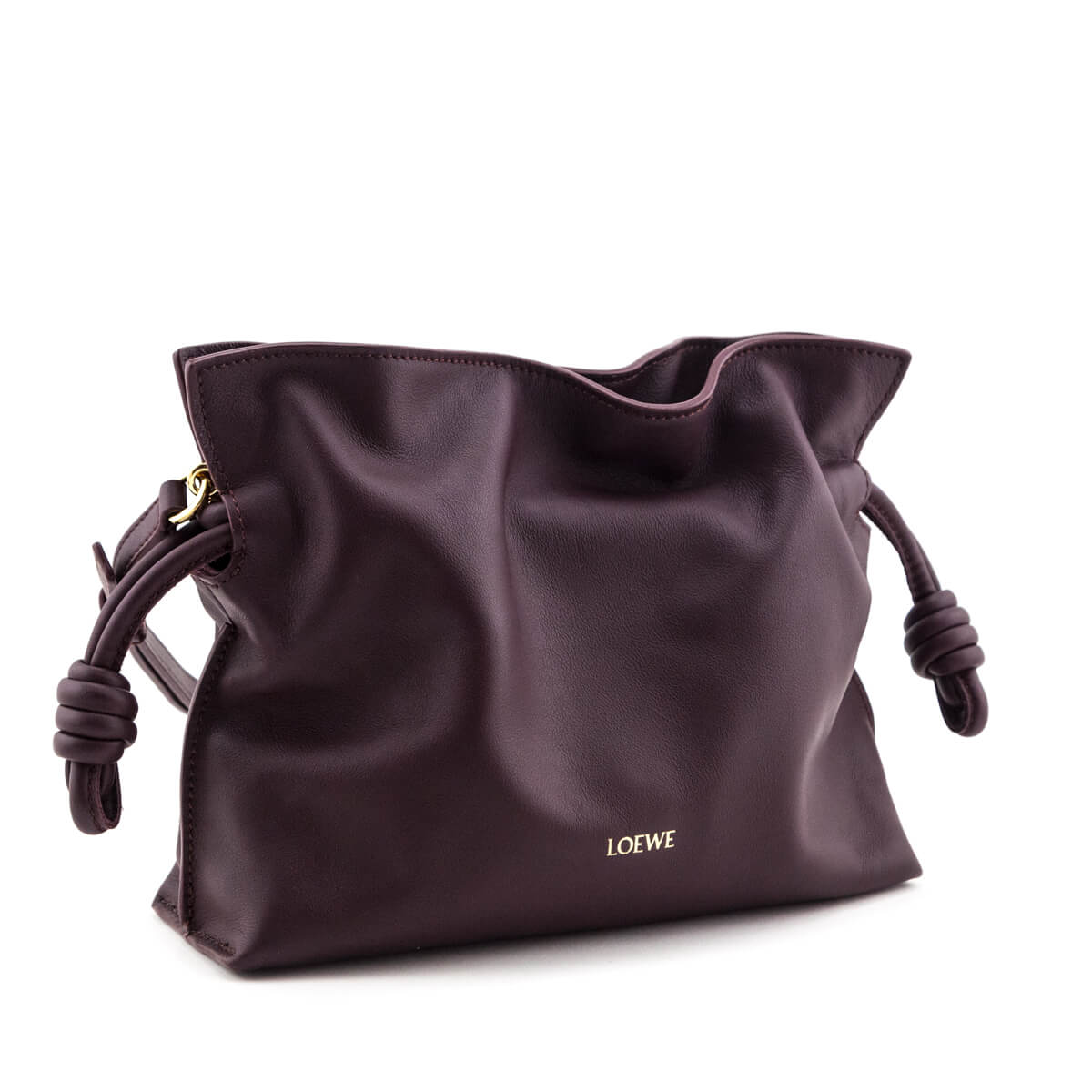 Loewe Dark Burgundy Nappa Calfskin Mini Flamenco Clutch - Love that Bag etc - Preowned Authentic Designer Handbags & Preloved Fashions