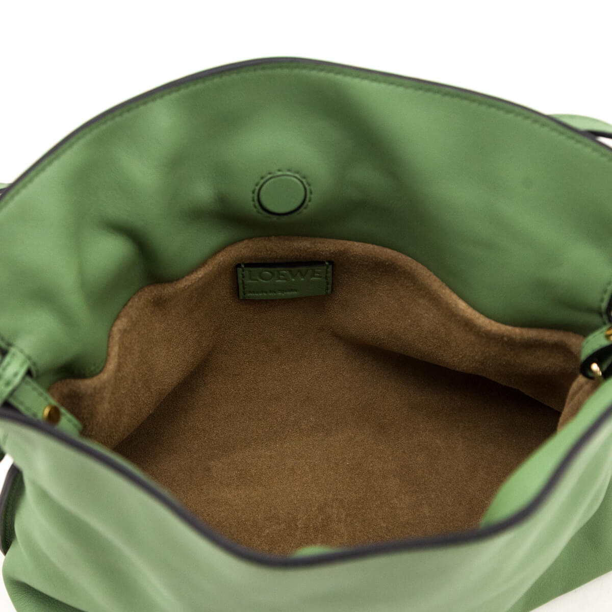 Loewe Green Calfskin Mini Flamenco Knot Clutch - Love that Bag etc - Preowned Authentic Designer Handbags & Preloved Fashions