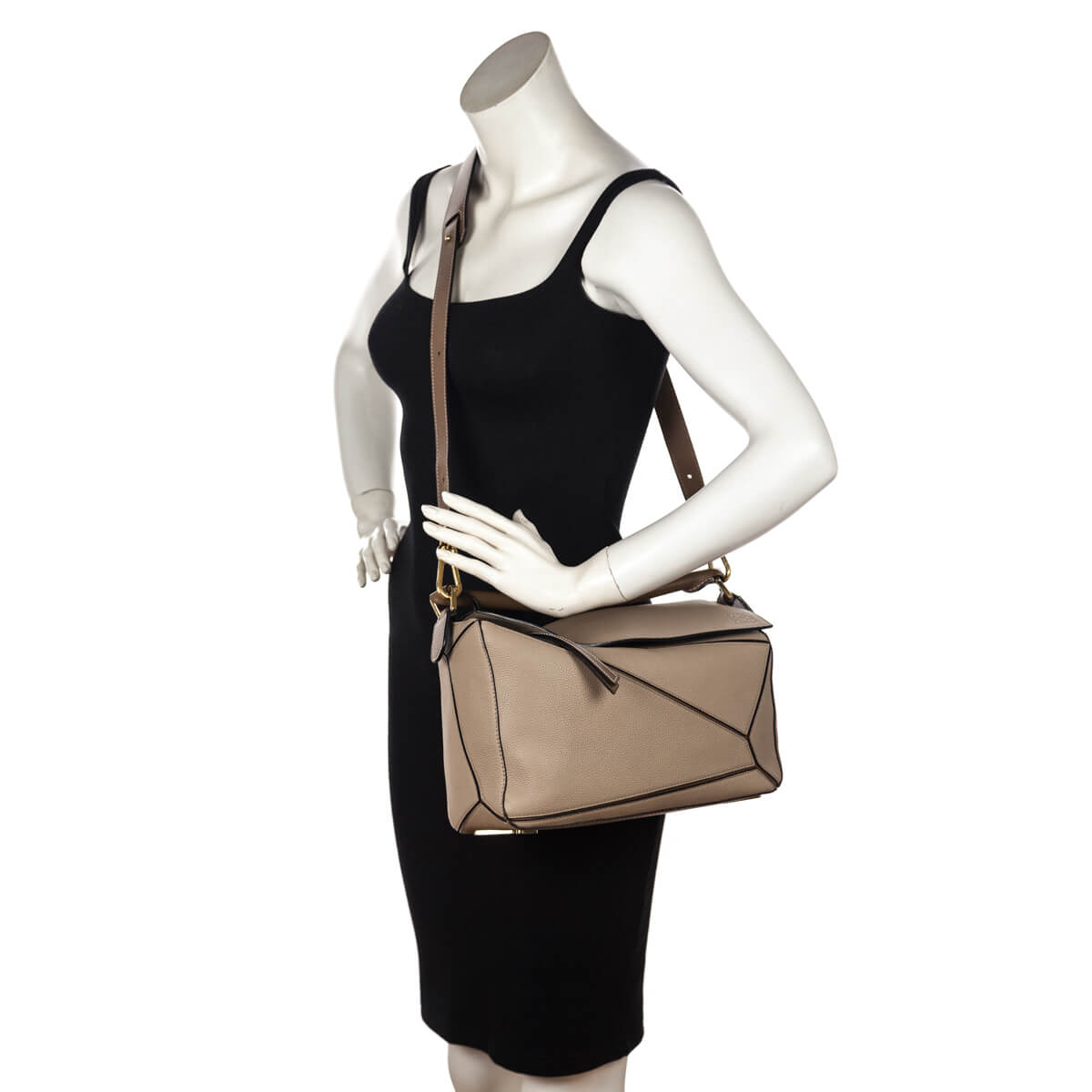 Loewe Mink & Sand Calfskin Medium Puzzle Bag - Love that Bag etc - Preowned Authentic Designer Handbags & Preloved Fashions