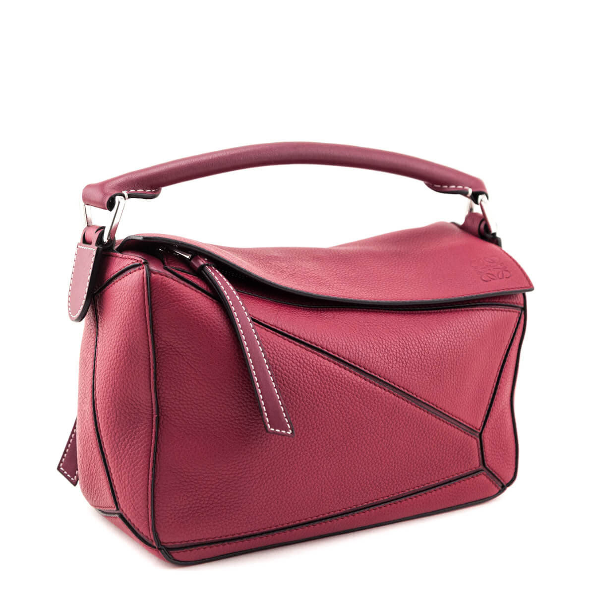 Loewe Raspberry Grained Calfskin Small Puzzle Bag - Love that Bag etc - Preowned Authentic Designer Handbags & Preloved Fashions