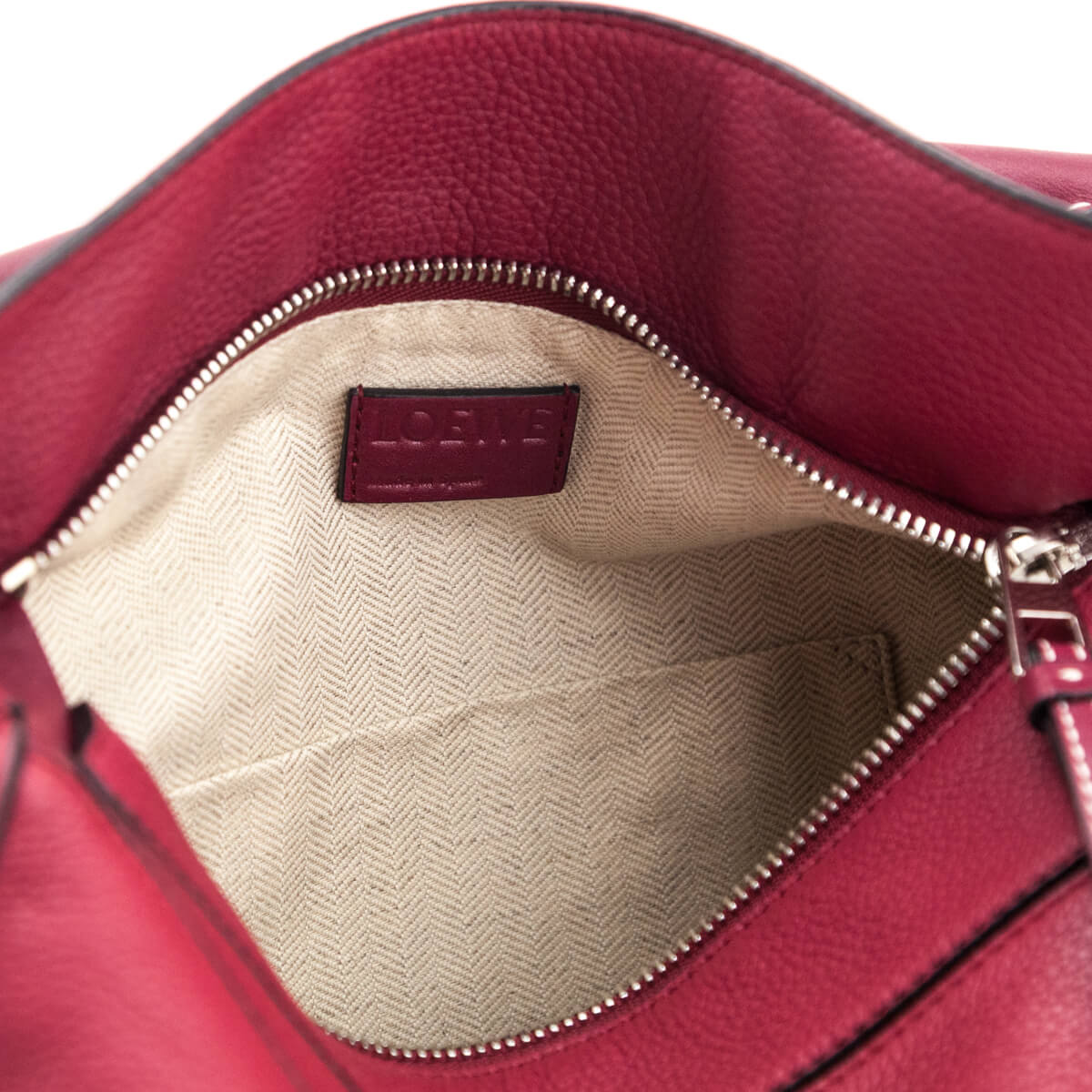 Loewe Raspberry Grained Calfskin Small Puzzle Bag - Love that Bag etc - Preowned Authentic Designer Handbags & Preloved Fashions