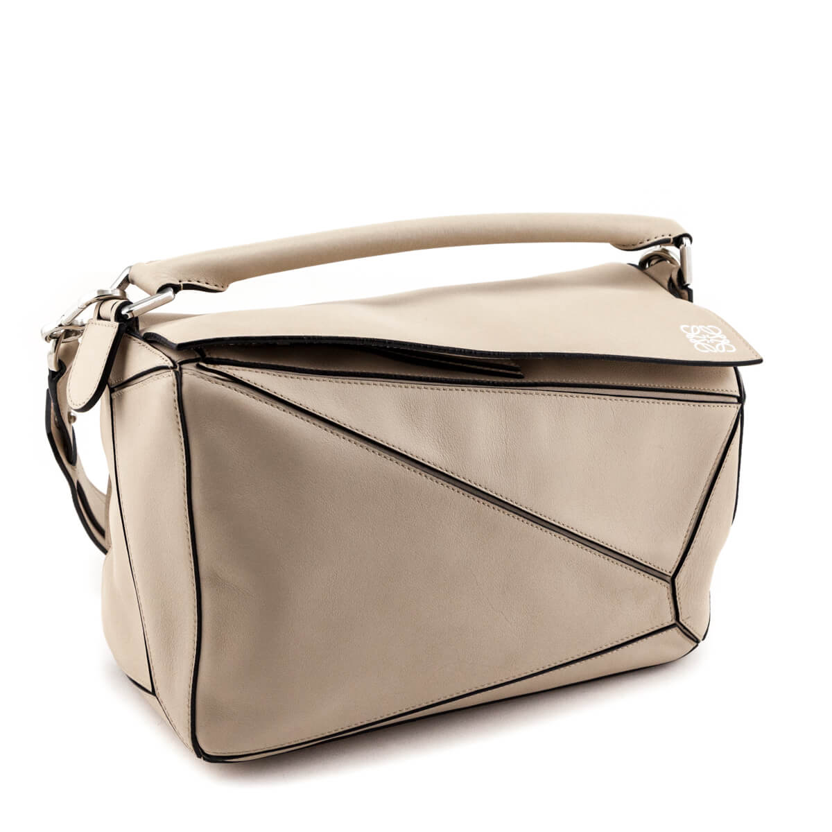 LOEWE Calfskin Medium Puzzle Bag Sand Mink, FASHIONPHILE