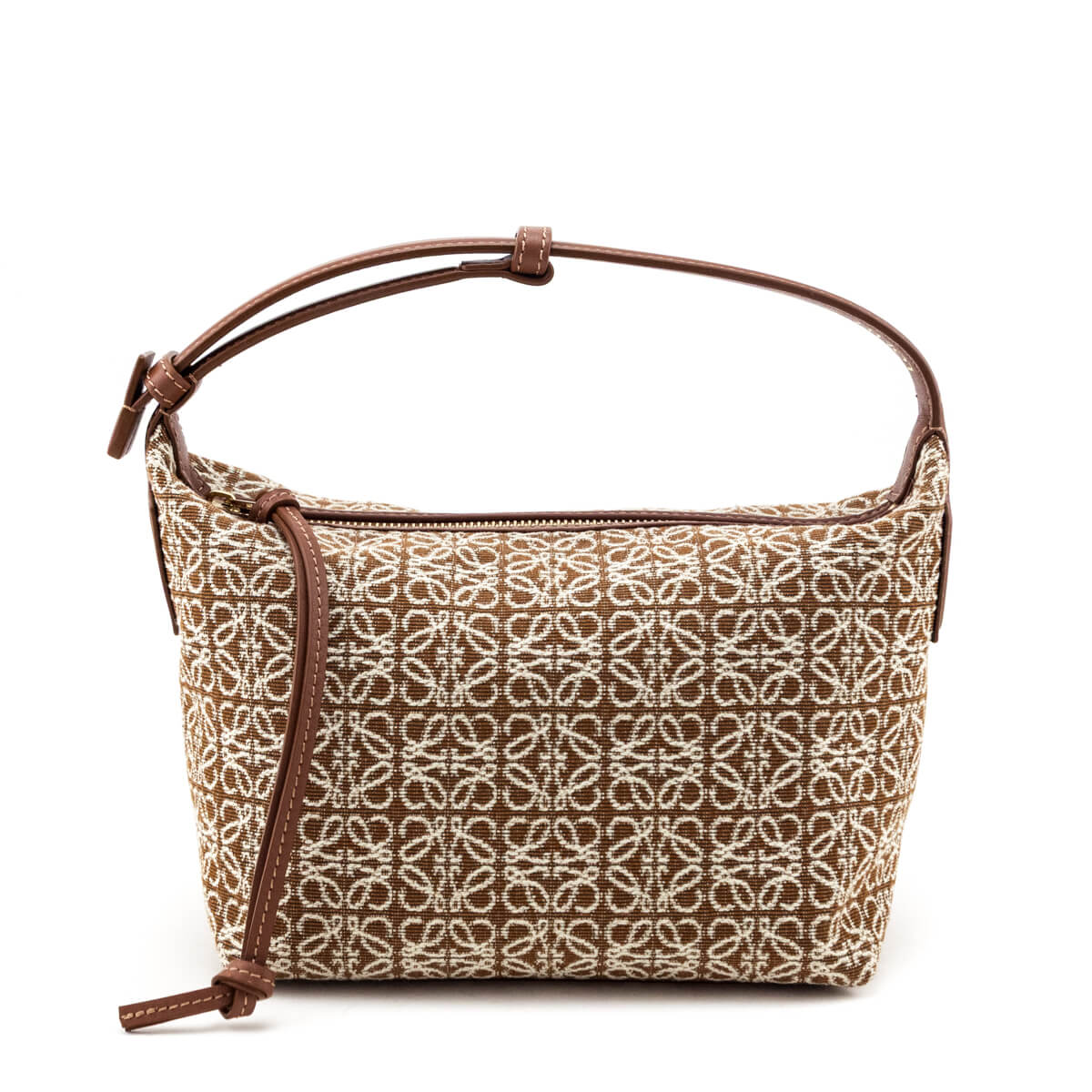 Loewe Tan Jacquard Anagram Calfskin Small Cubi Bag - Love that Bag etc - Preowned Authentic Designer Handbags & Preloved Fashions