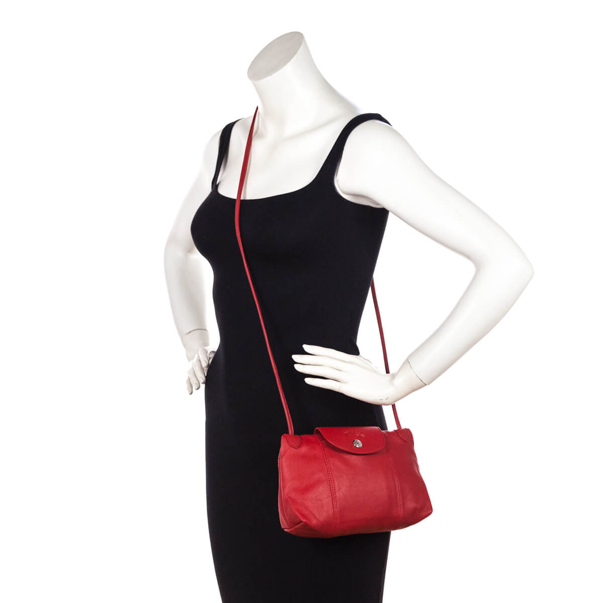 e leather crossbody bag Longchamp Red in Leather - 29489275