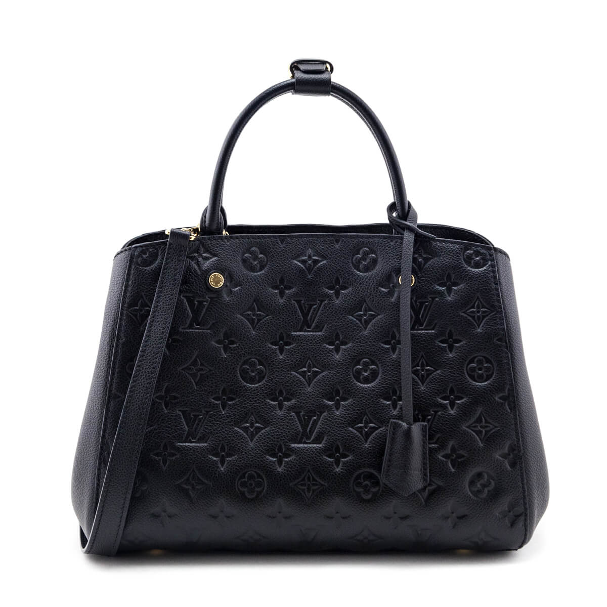 Louis Vuitton - Authenticated Montaigne Handbag - Leather Black Plain for Women, Very Good Condition