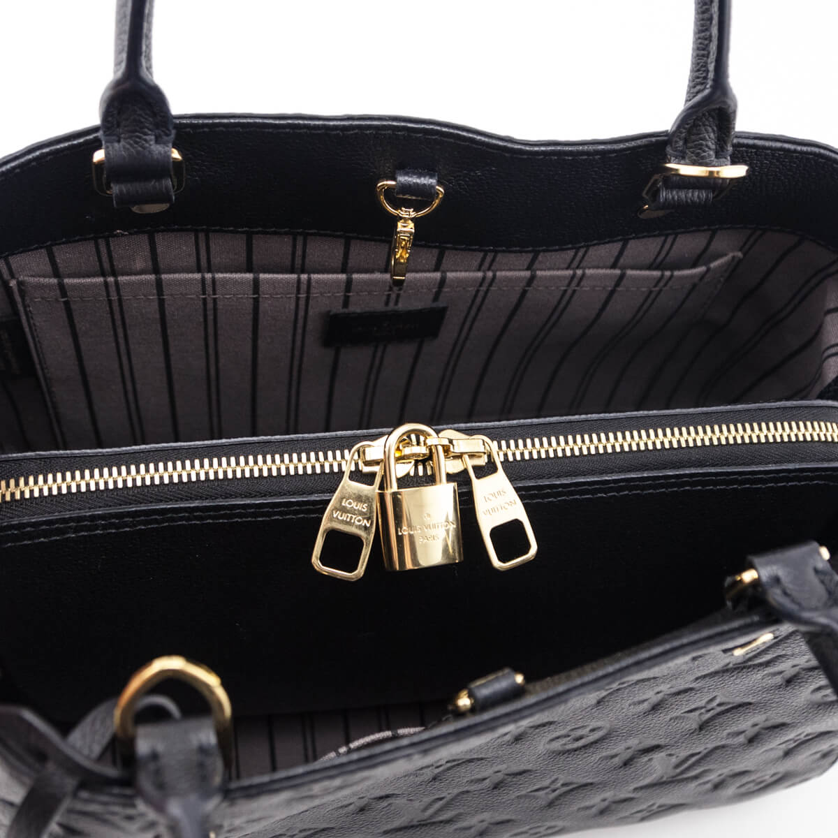 Louis Vuitton Black Monogram Empreinte Montaigne MM - Love that Bag etc - Preowned Authentic Designer Handbags & Preloved Fashions