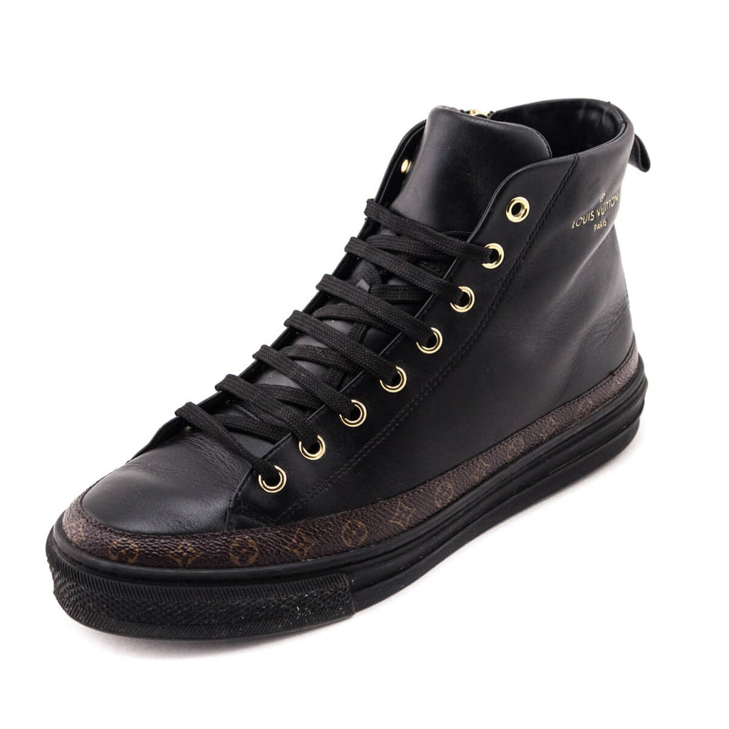 Auth Louis Vuitton Laureate Desert Black Croc Leather Monogram Boots EU 37  US 7