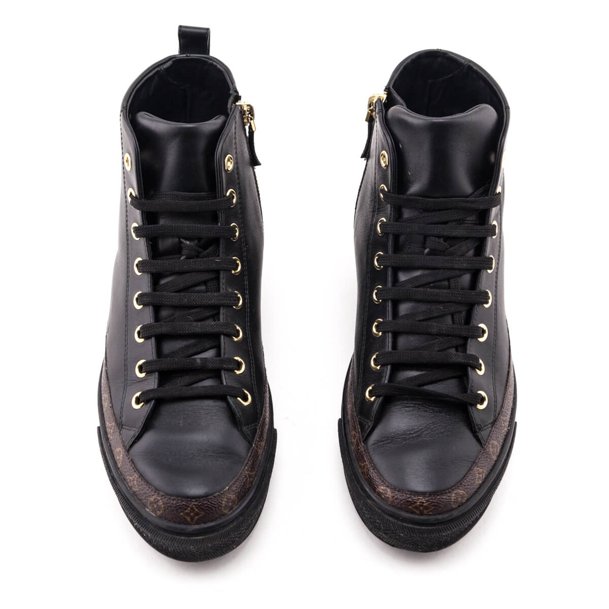 Louis Vuitton Shoe Size 7.5 Black Leather & Suede High Top lace up