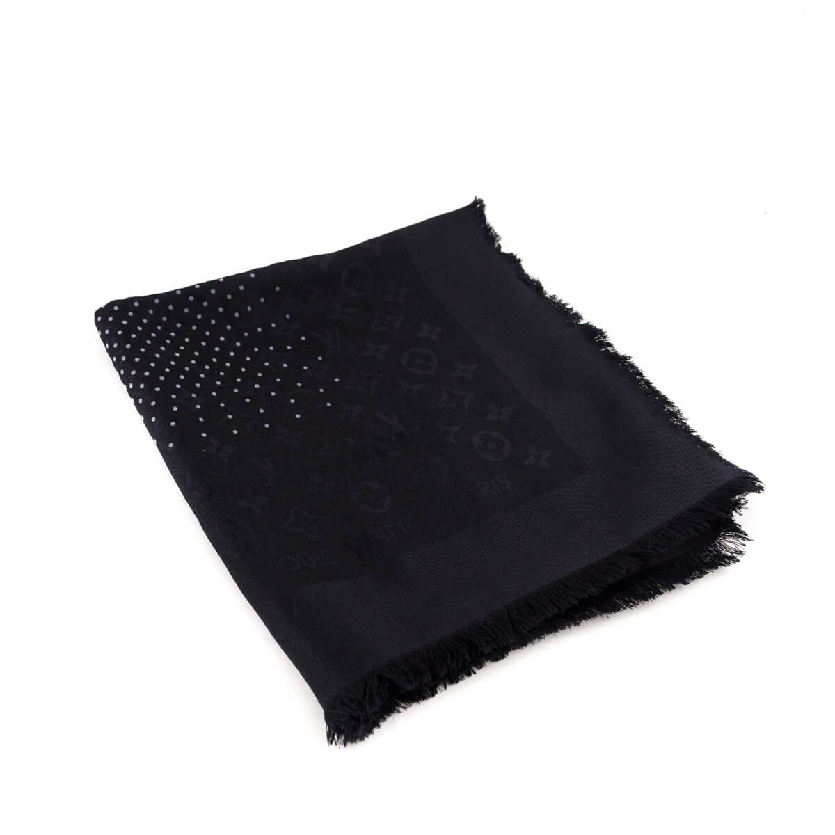 Louis Vuitton Black Silk Wool Monogram Polka Dot Shawl - Love that Bag etc - Preowned Authentic Designer Handbags & Preloved Fashions