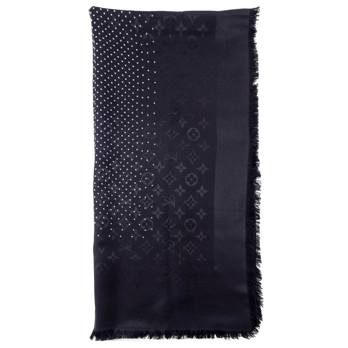 Louis Vuitton Black Silk Wool Monogram Polka Dot Shawl - Love that Bag etc - Preowned Authentic Designer Handbags & Preloved Fashions