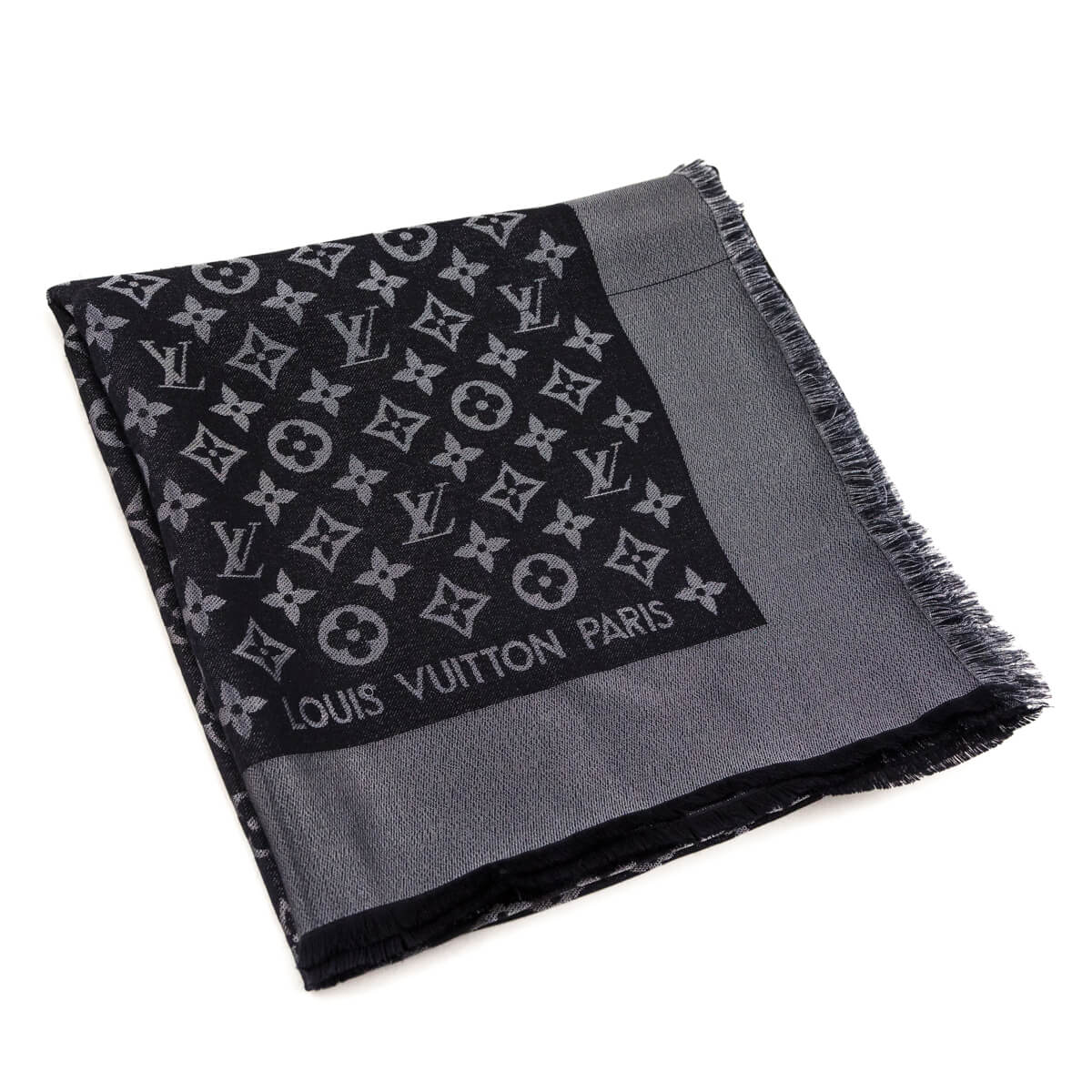 Louis Vuitton Black Silk, Lurex & Wool Monogram Shine Shawl - Love that Bag etc - Preowned Authentic Designer Handbags & Preloved Fashions