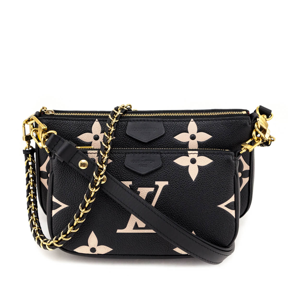 Louis Vuitton Black & Beige Empreinte Monogram Giant Multi Pochette Accessories - Love that Bag etc - Preowned Authentic Designer Handbags & Preloved Fashions