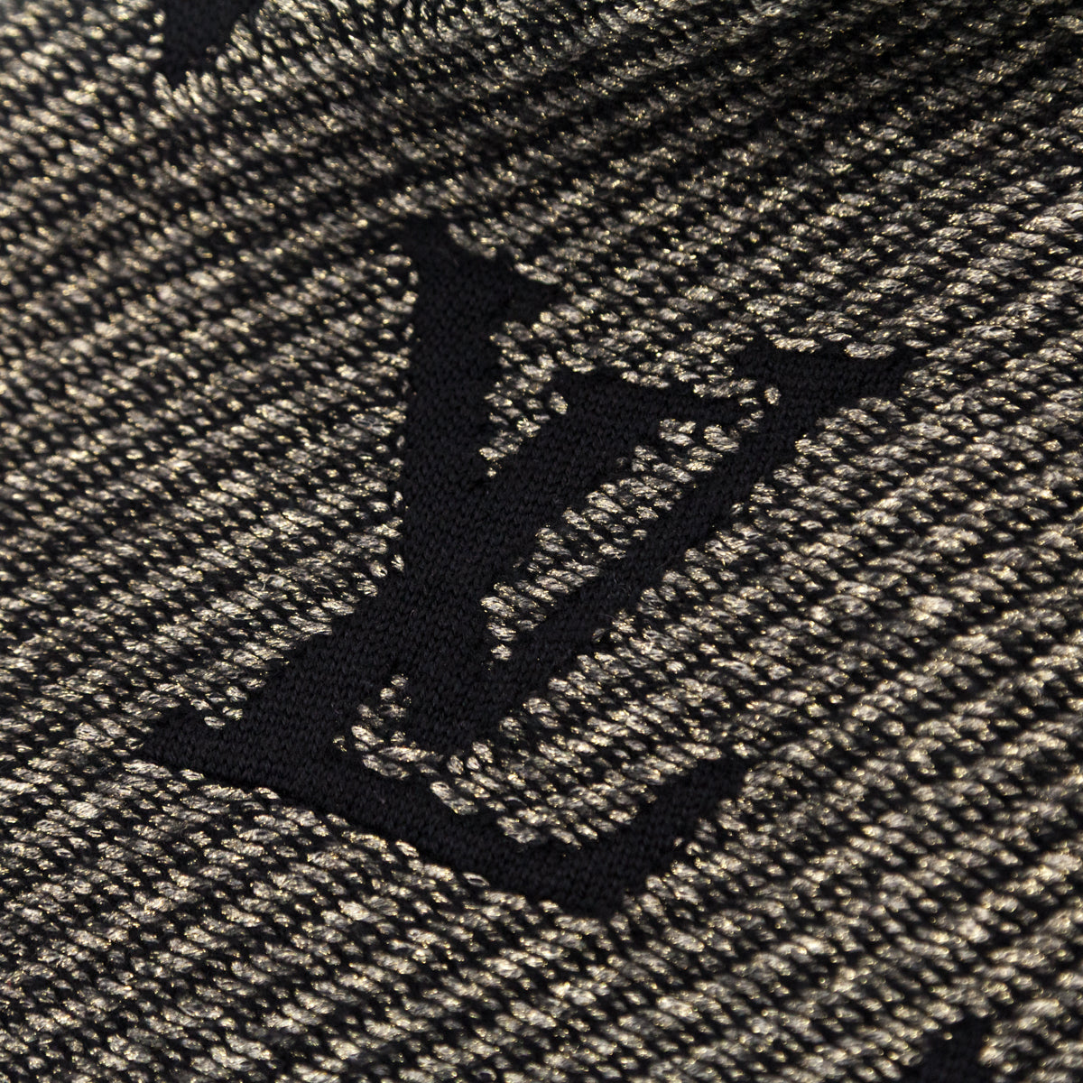 Louis Vuitton Black & Gold Wool Cashmere Monogram Scarf