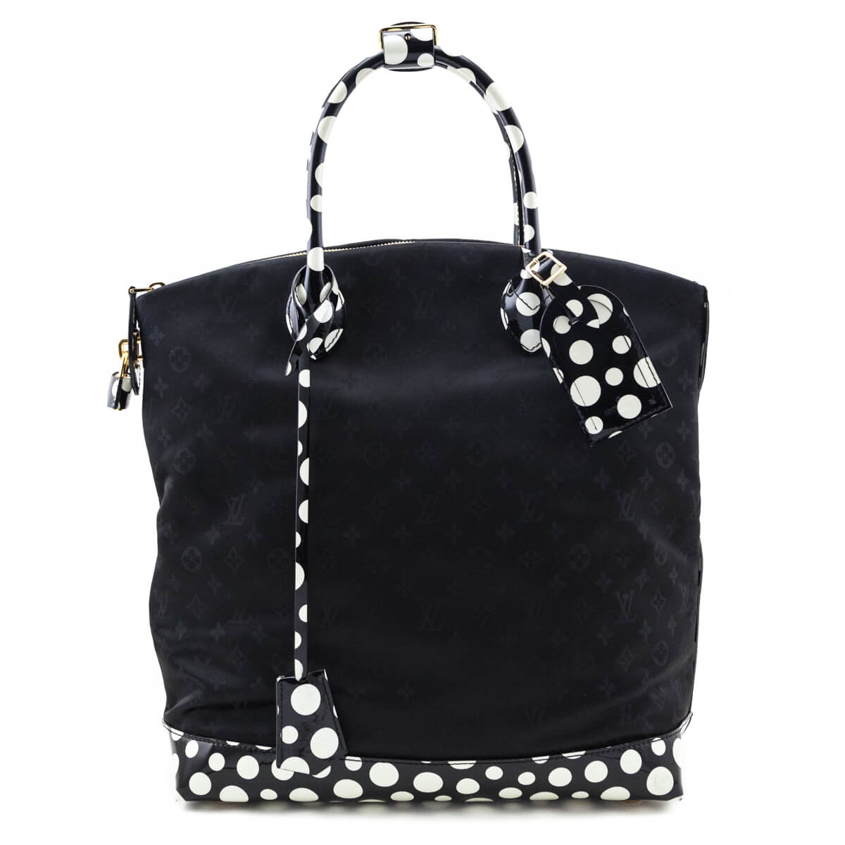 Louis Vuitton Black & White Nylon Monogram Kusama Infinity Dots Lockit MM Tote - Love that Bag etc - Preowned Authentic Designer Handbags & Preloved Fashions