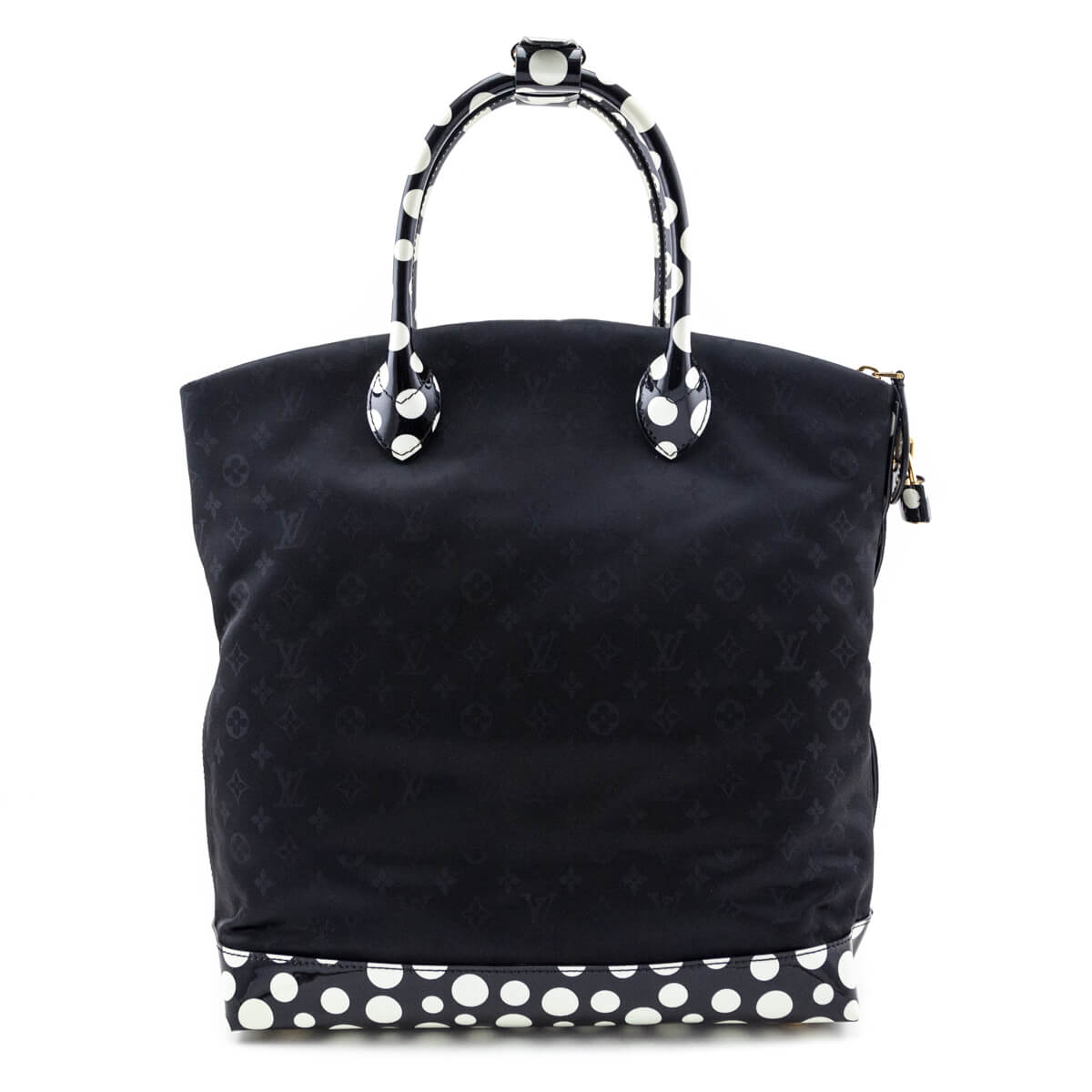 Louis Vuitton Black & White Nylon Monogram Kusama Infinity Dots Lockit MM Tote - Love that Bag etc - Preowned Authentic Designer Handbags & Preloved Fashions