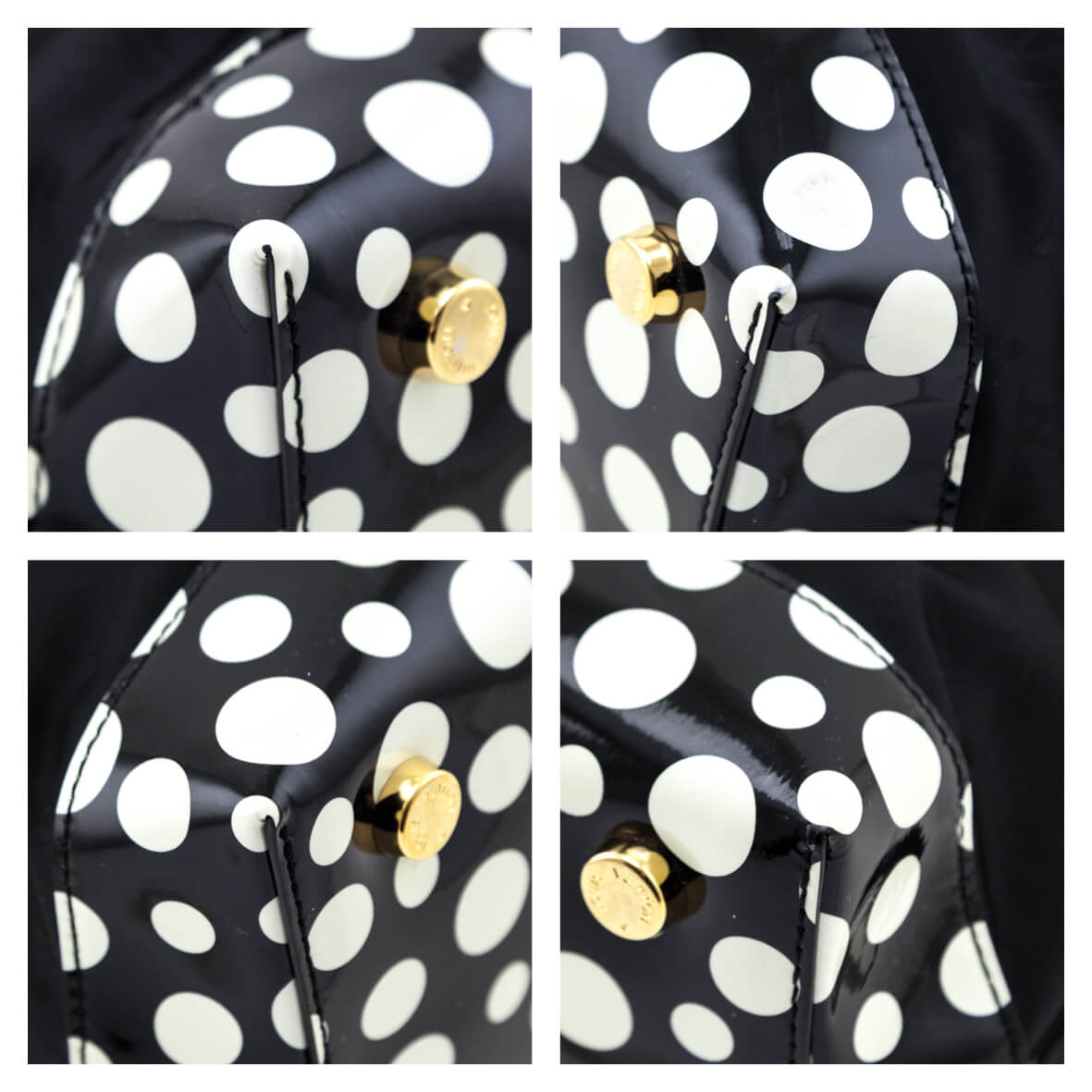 Louis Vuitton Black & White Nylon Monogram Kusama Infinity Dots Lockit MM Tote - Love that Bag etc - Preowned Authentic Designer Handbags & Preloved Fashions